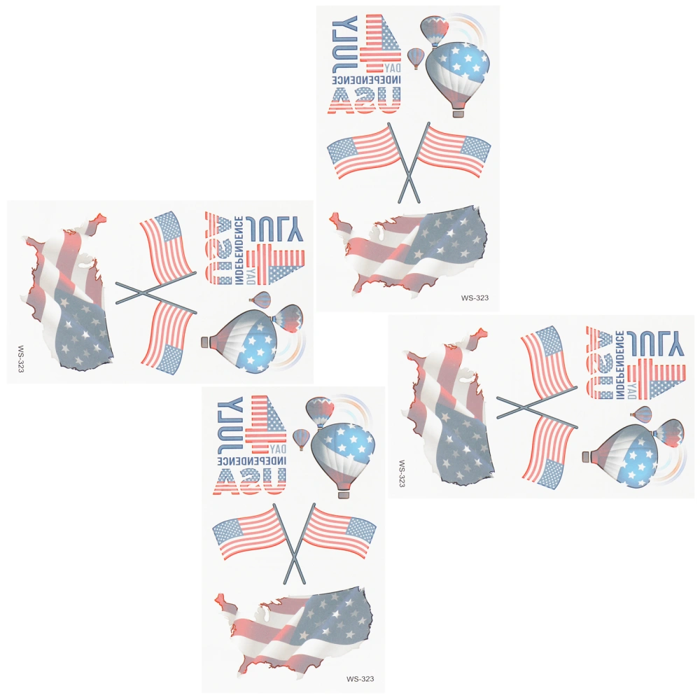 20 Sheets Independence Day Tattoos Stickers American Flag Tattoos Stickers