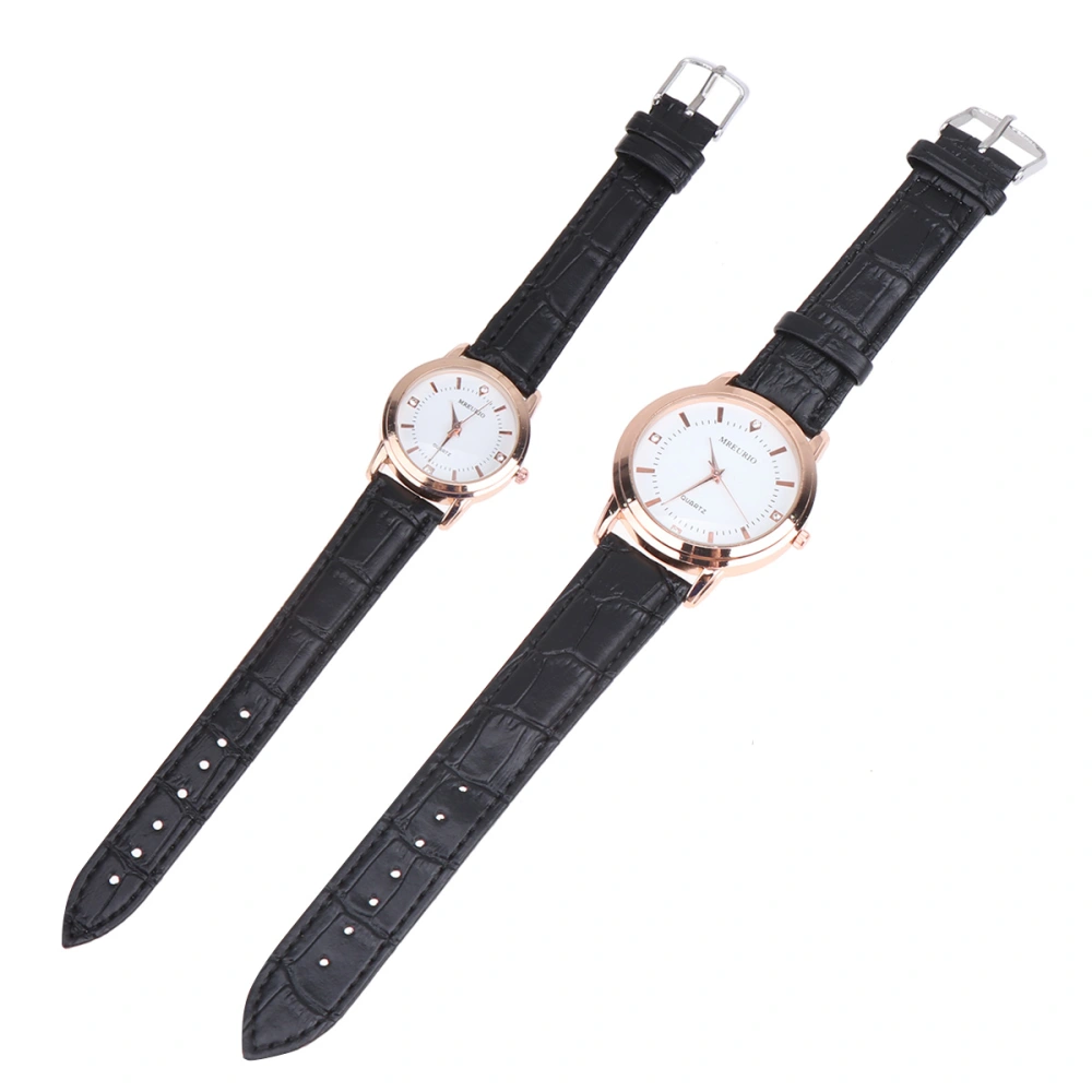 2pcs Stylish Trendy Simple Quartz Watch Casual Wristwatch Couple Watch for Man Woman Lover (Black Male Watch and Black Female Watch)