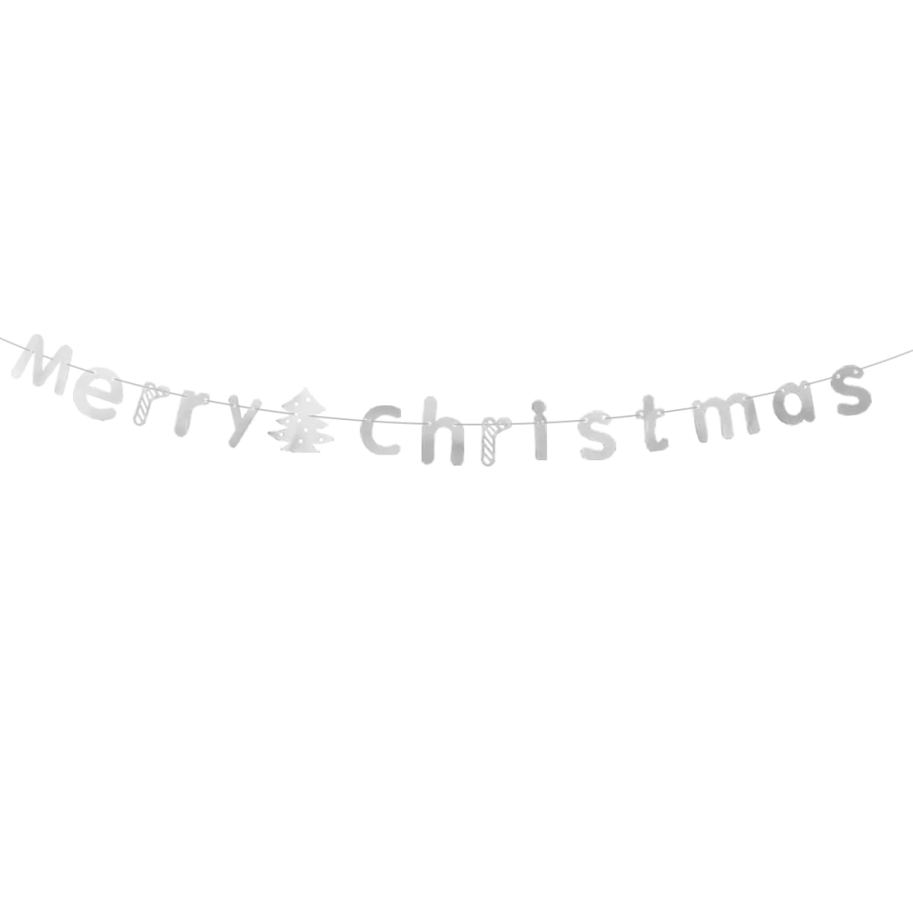 3 Meters Merry Christmas Letter Garland Bunting Banners Flags Xmas Tree Pendants Door and Wall Hanging Decoration Ornaments Home Party Decor (Silver)