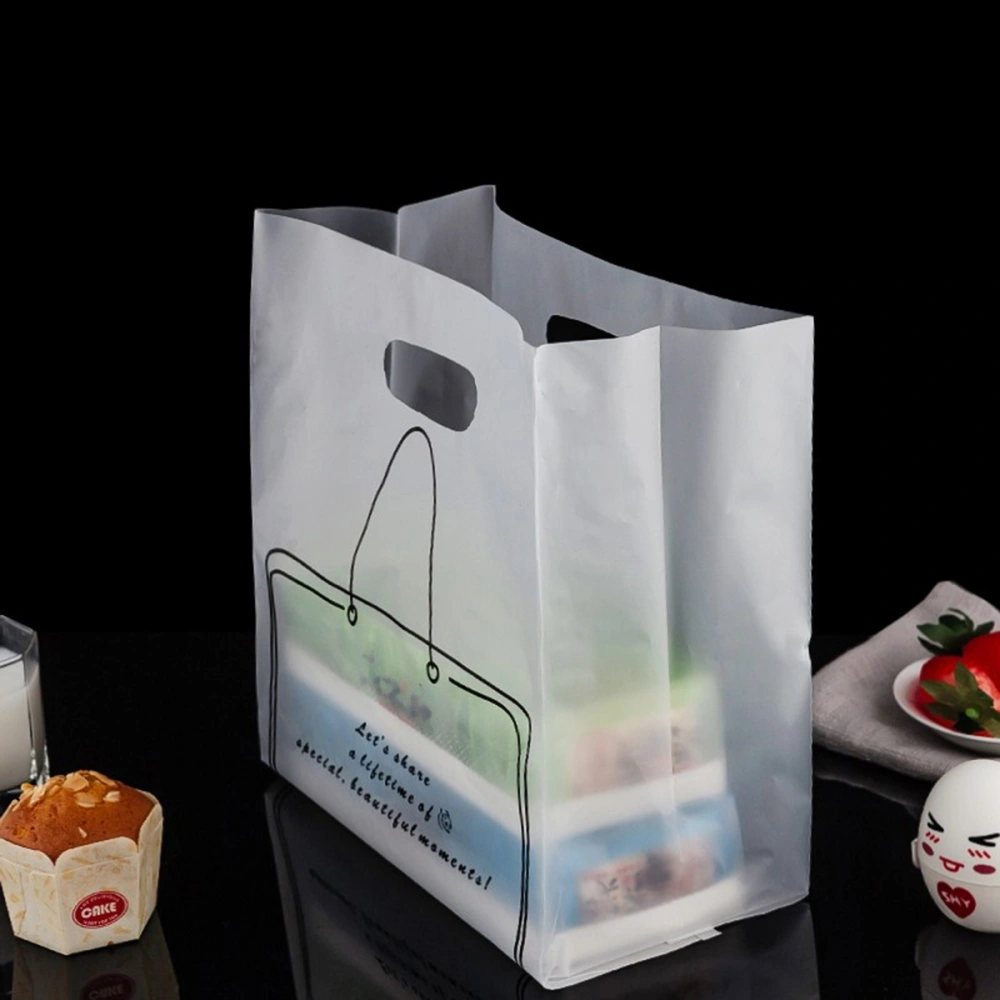 50 Pcs Disposable Plastic Bags Portable Biscuit Bags Cookies Bread Packaging Bags for Bakery Coffee Shop