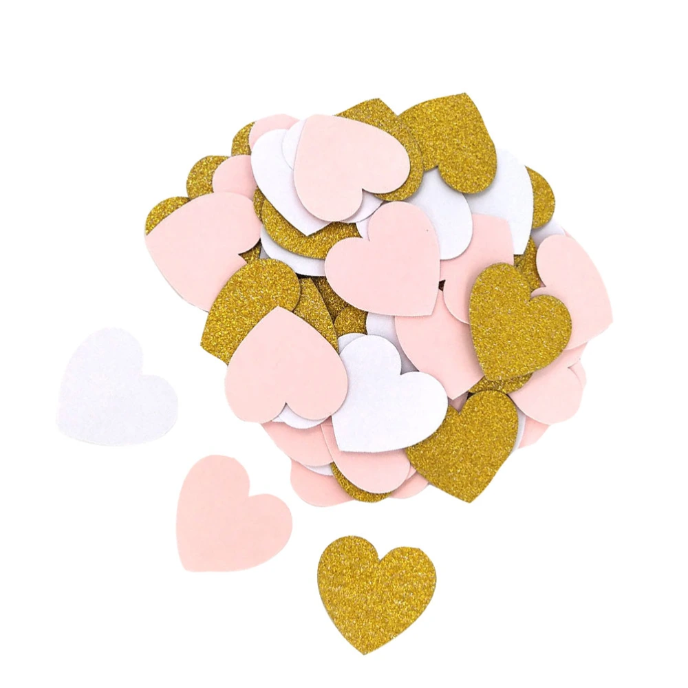 300PCS Love Heart Confetti 3cm Small Mini Delicate Confetti Glitter Party Birthday Anniversary Decoration (Pink + White + Gold)