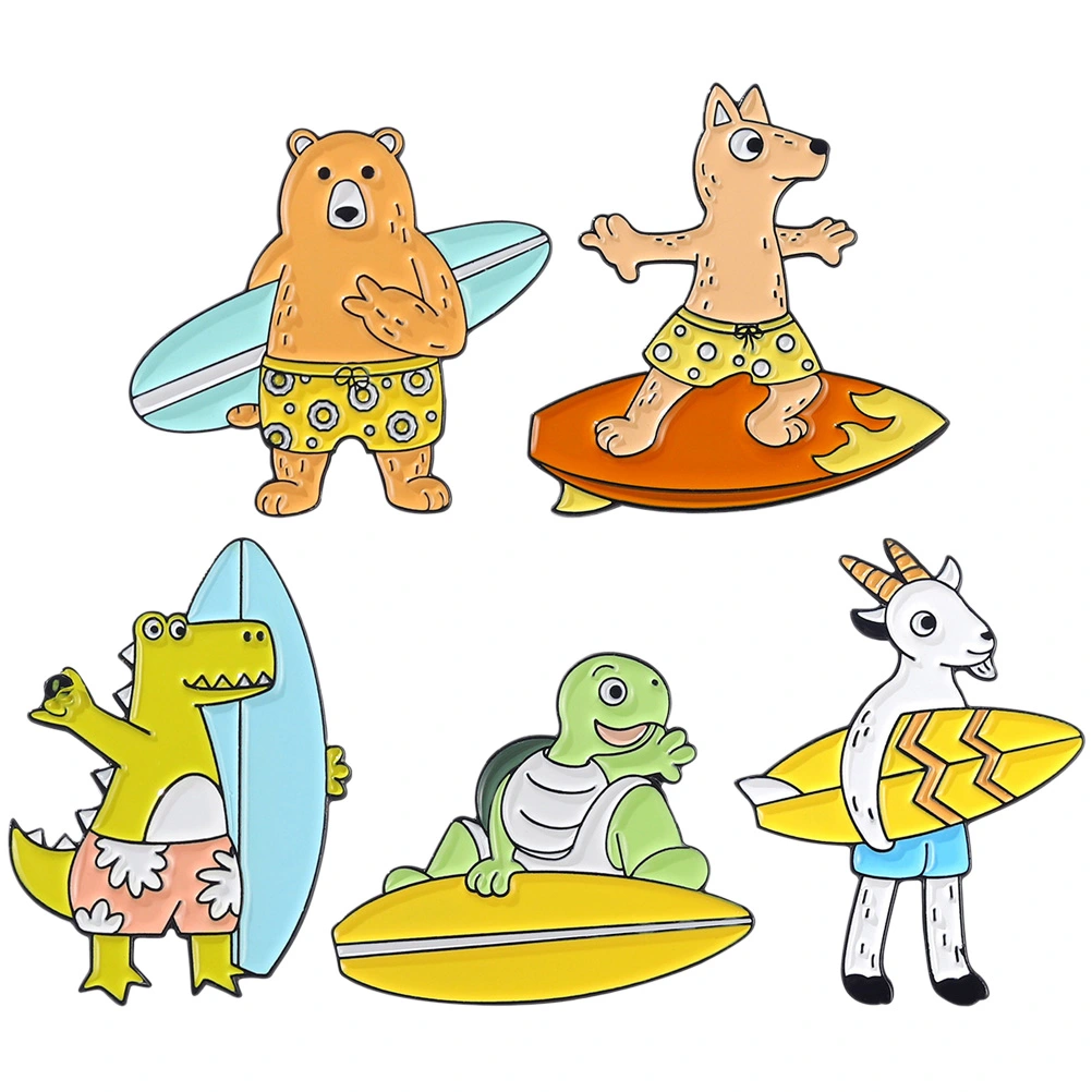 5pcs Brooch Pins Cartoon Animal Brooches Brooch Pins Clothes Lapel Pins Hat Pins Mixed Style