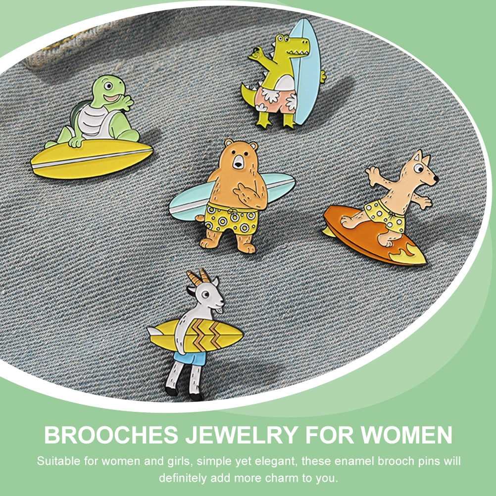 5pcs Brooch Pins Cartoon Animal Brooches Brooch Pins Clothes Lapel Pins Hat Pins Mixed Style