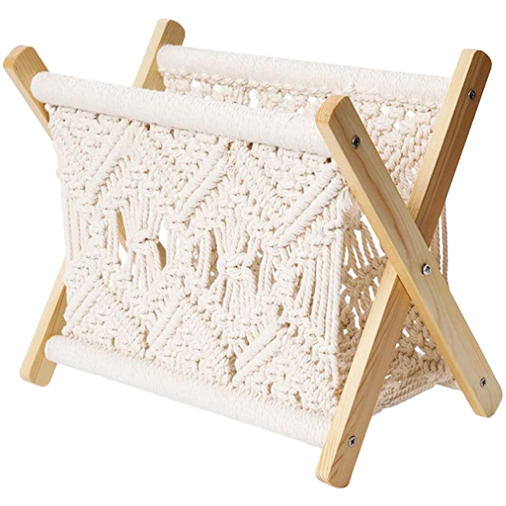 Weaving Craft Cotton Rope Book Storage Rack Bohemian Style Magazine Rack