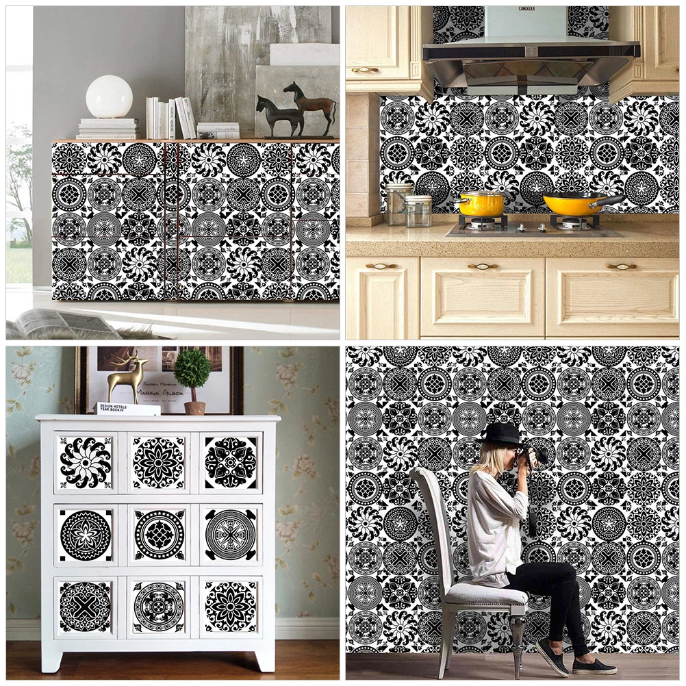 10Pcs Tile Stickers for Kitchen Bathroom Tile Stickers Self Adhesive Wall Tiles Stick On Wall Decals