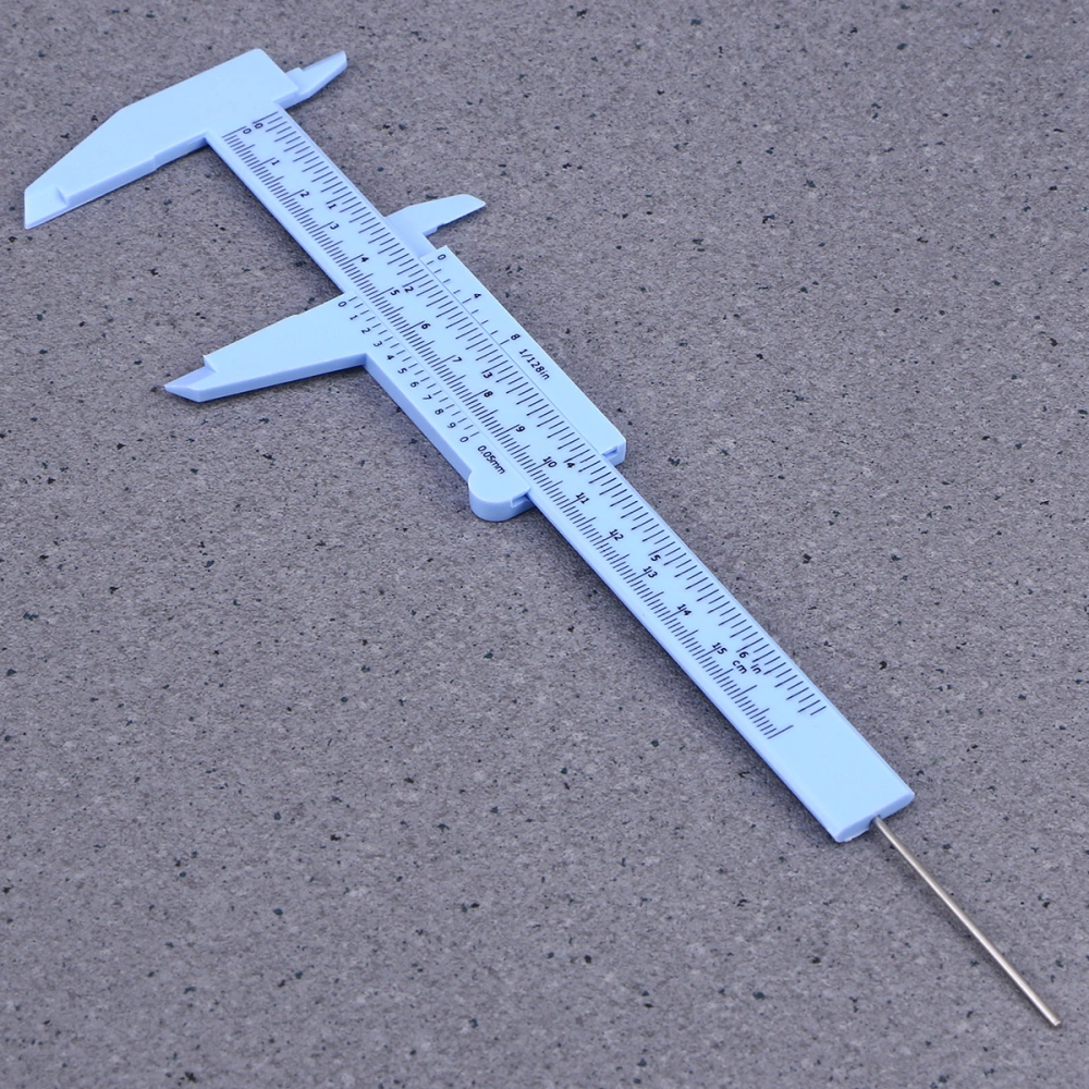 150mm 0.5mm Mini Vernier Caliper Metric Plastic Portable Sliding Pocket Caliper Ruler Measuring Tool (Blue)