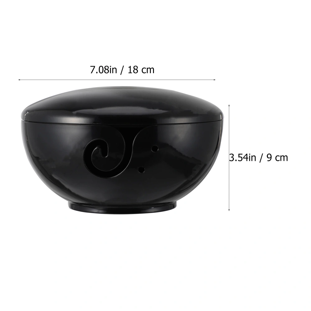 Plastic Yarn Bowl Black Storage Bowl with Lid Knitting Crochet Accessory