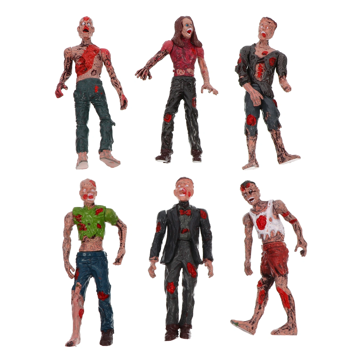 6Pcs Bloody Zombie Models Simulated Zombie Prank Props Halloween Scary Props
