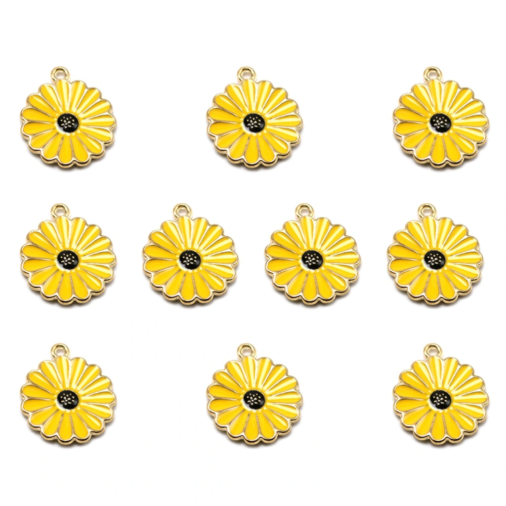 10pcs Alloy Sunflower Pendants Fashion Charms DIY Jewelry Making Accessory for Earrings Necklace (Yellow)