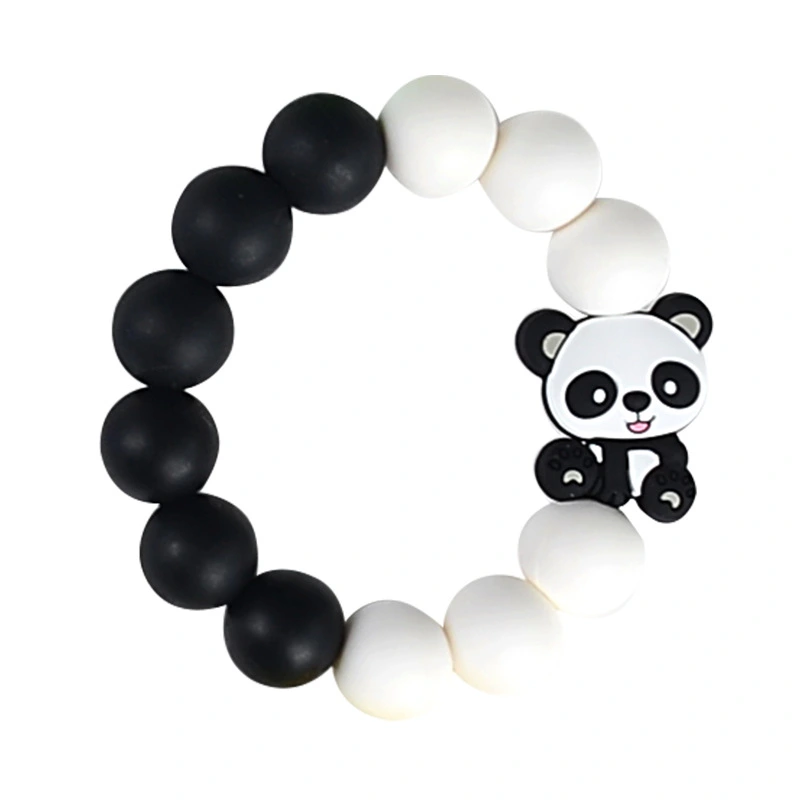 Baby Silicone Teething Bracelet Baby Teether Toy Teething Beaded Bracelet for Toddler (Panda Charm)