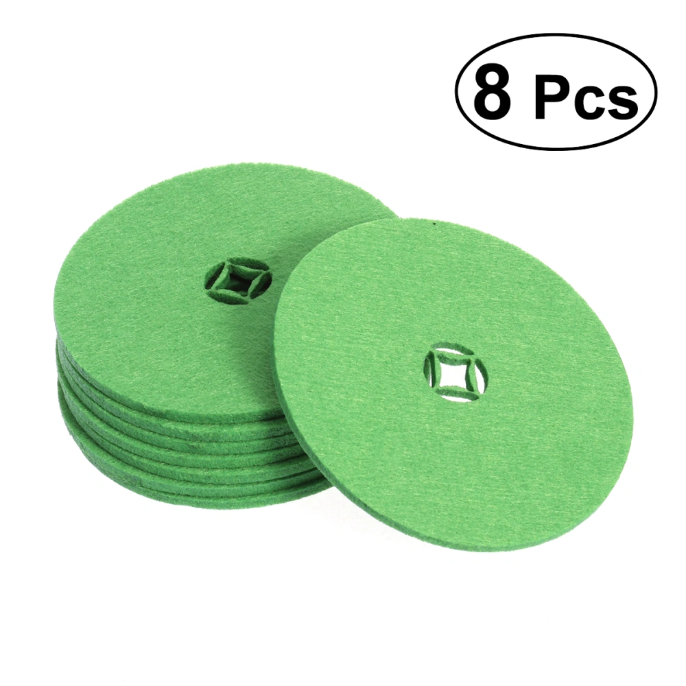 8 Pcs 10cm Felt Drink Coaster Teacup Mat Coffee Cup Cushion Mug Pad (Grass Green)