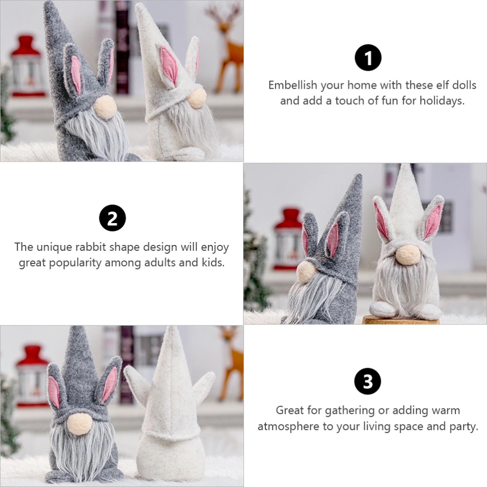 2 Pcs Adorable Easter Rabbit Doll Lovely Gnome Rabbit Doll Decor Home Ornaments