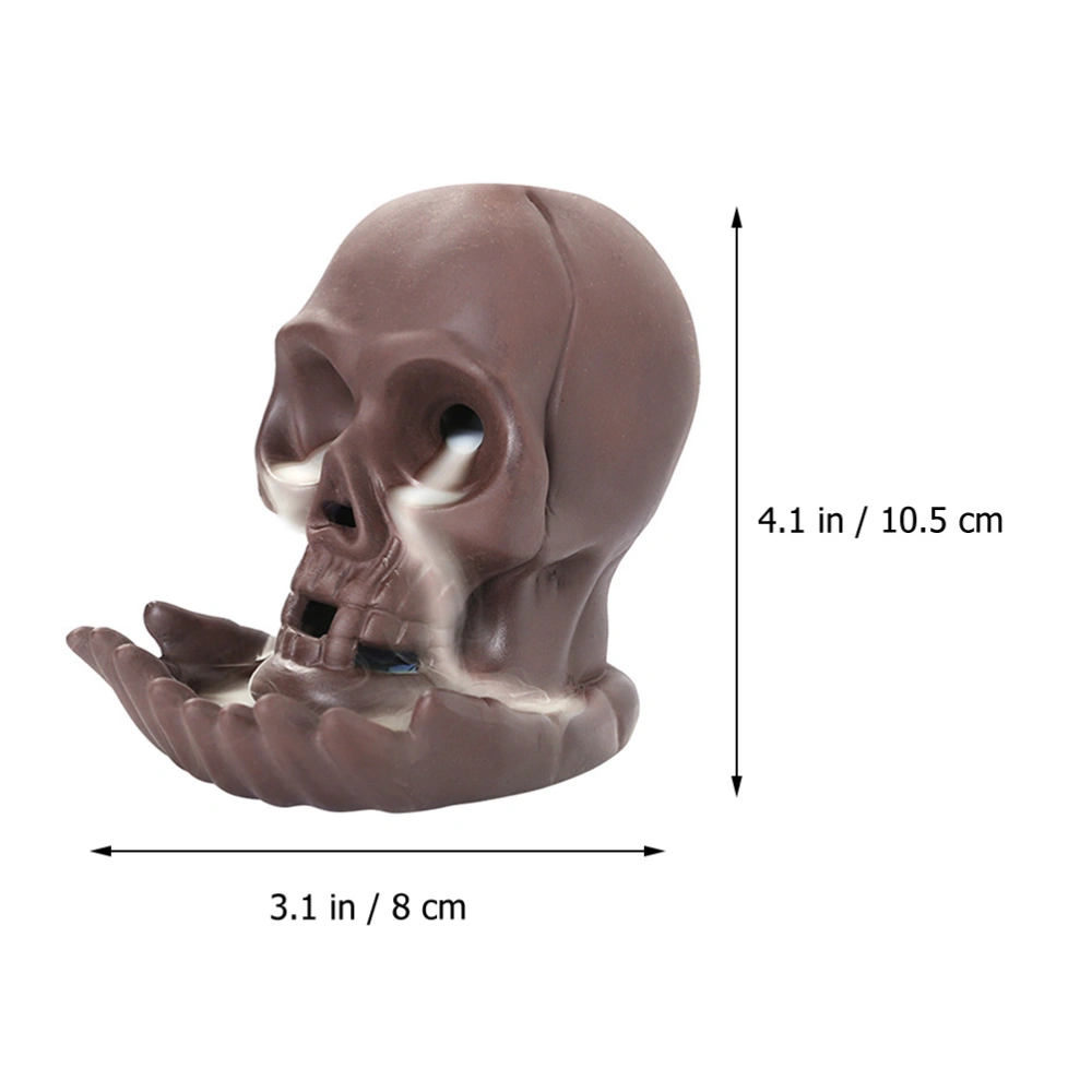 Backflow Incense Burner Halloween Skull Censer LED Incense Censer Desktop Adornment