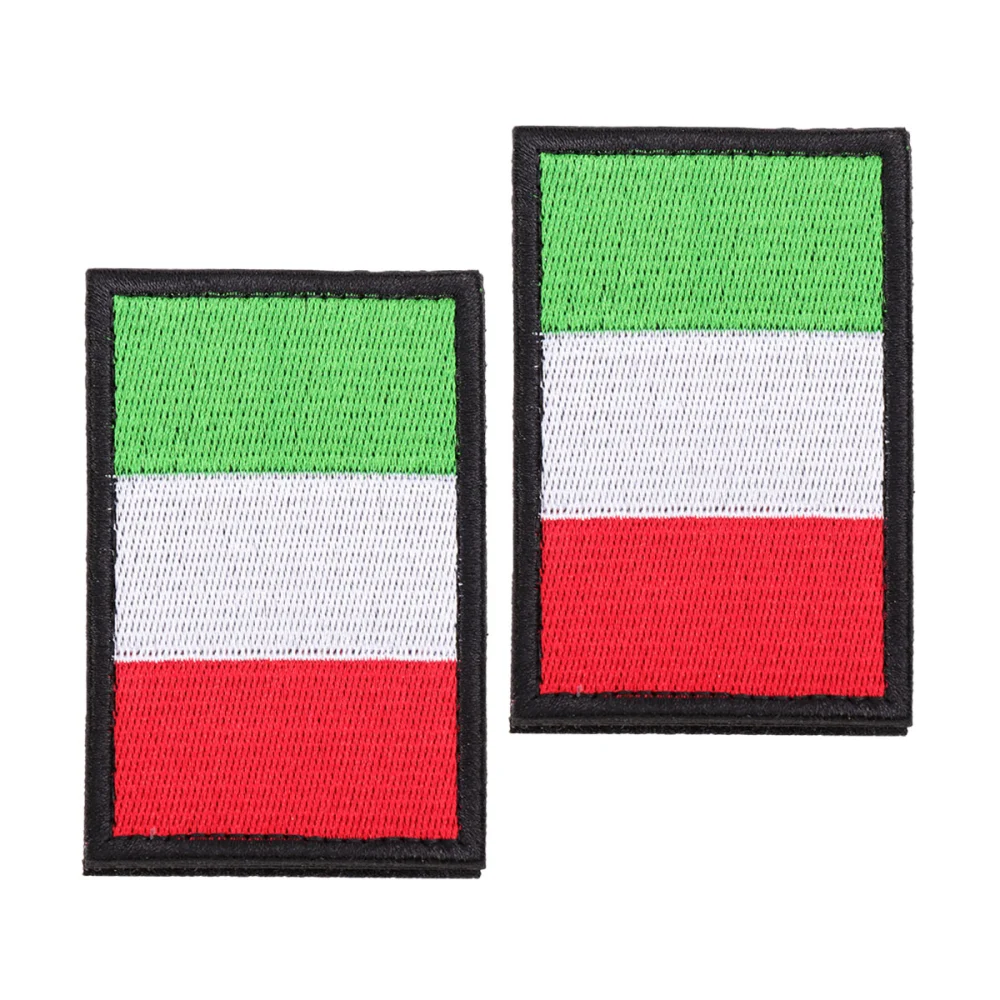 2pcs Italian Flag Design Tape Self Adhesive Sticky Sticker Embroidery Hook and Loop Tape Sticky Back Pads Appliques Armband(Black Edge)