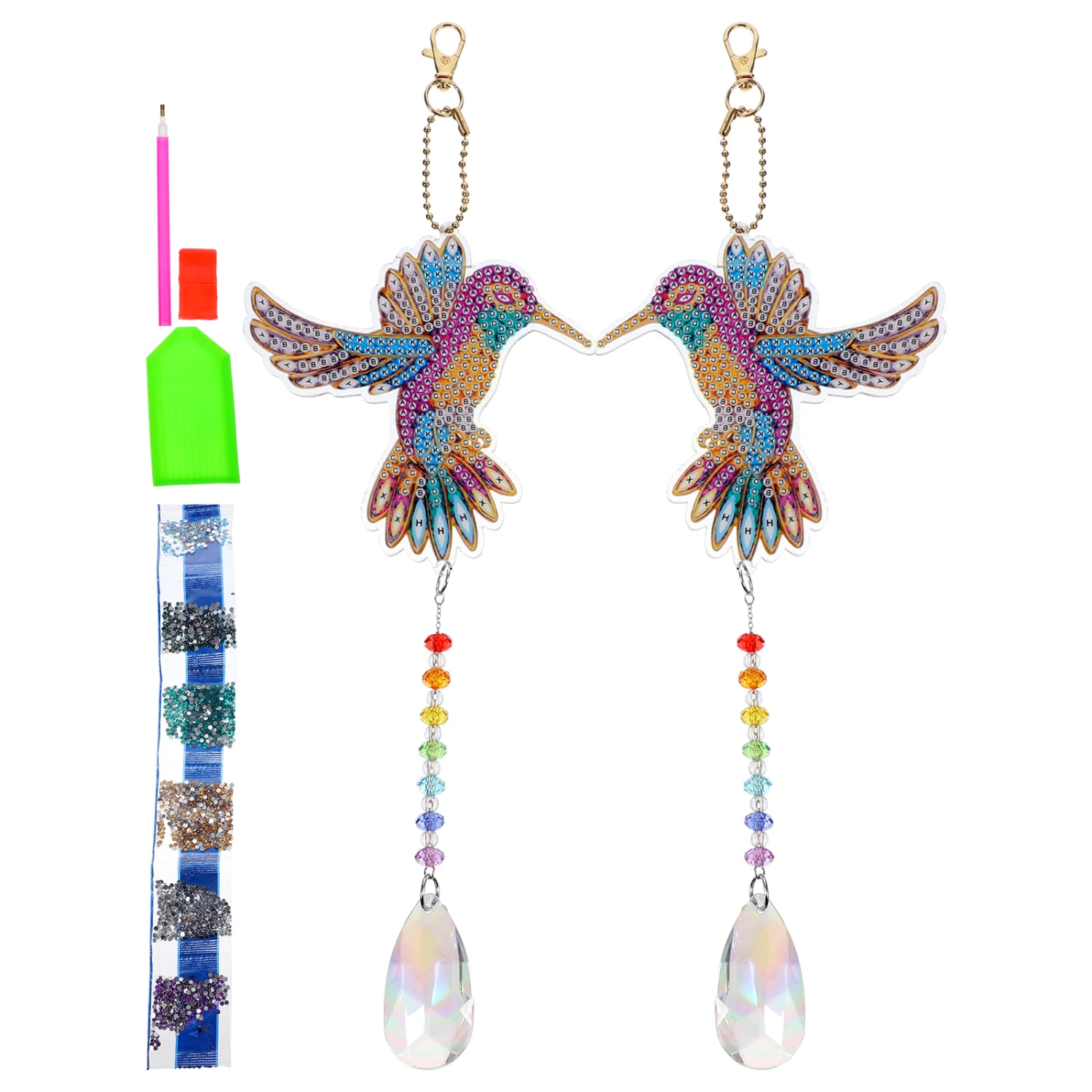 2 Sets Crafting Bird Pendant Diamond Drawing Pendant DIY Diamond Drawing Ornaments