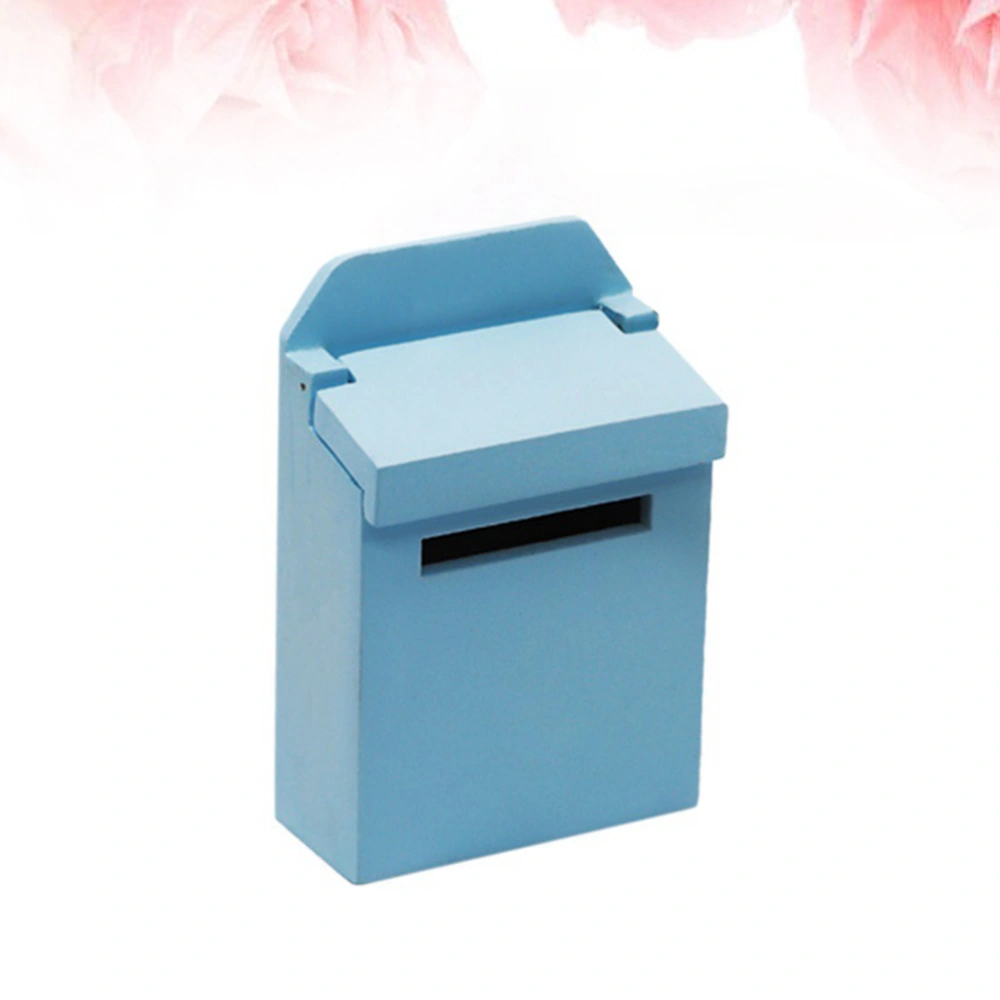 1pc 1 to 12 Ratio Miniature Mailbox Decorative Letter Box Model Mini Scene Props (Sky-blue)