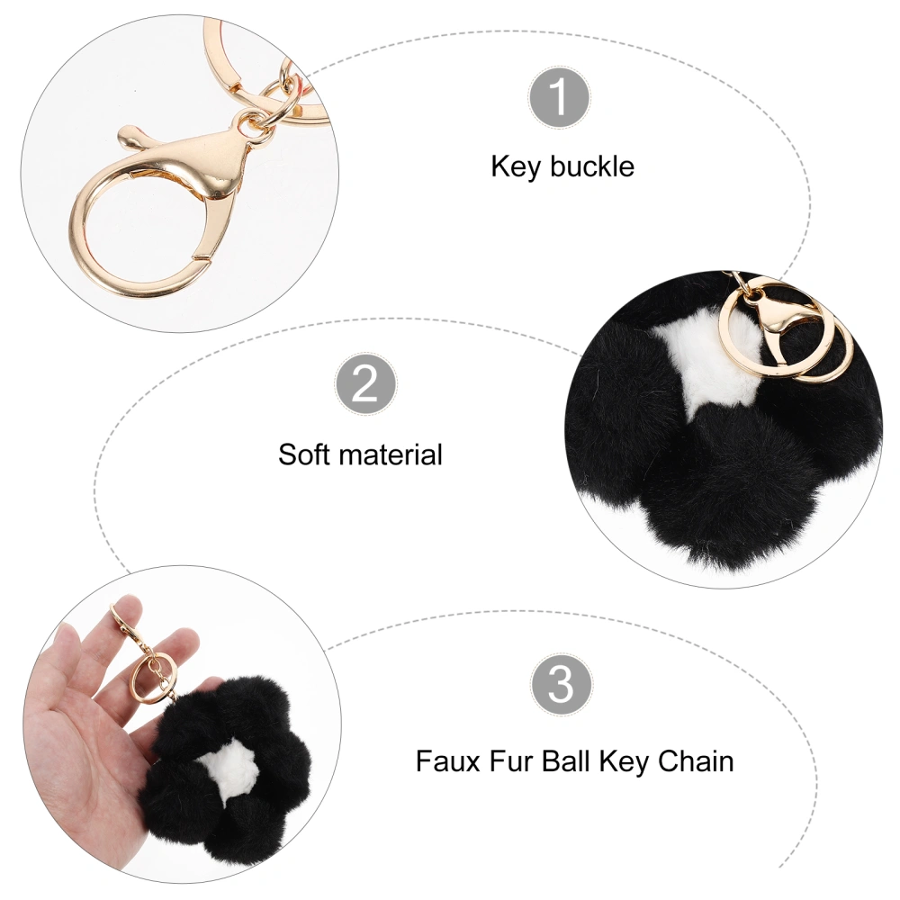 Faux Fur Ball Key Circle Pompom Flower Key Circle Pocketbook Backpack Pendant