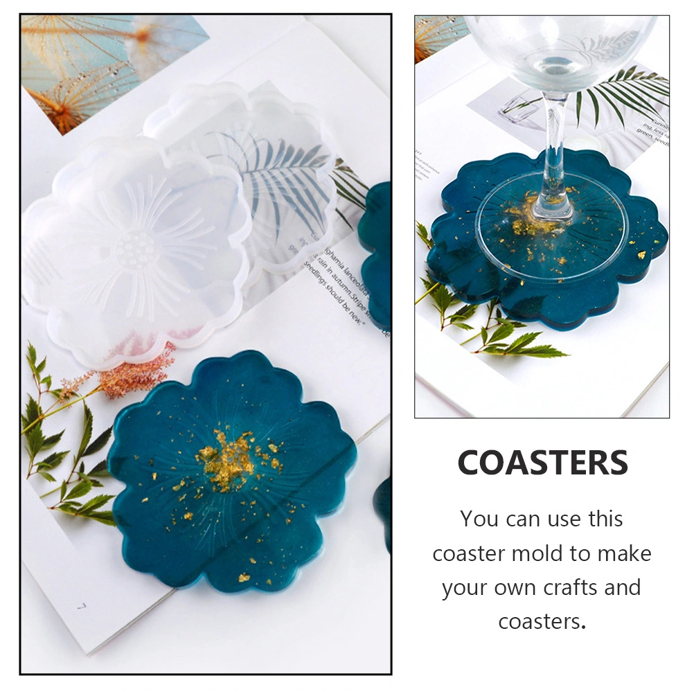 3Pcs Coaster Molds for Resin Casting Flower Epoxy Craft DIY Coaster Making Molds