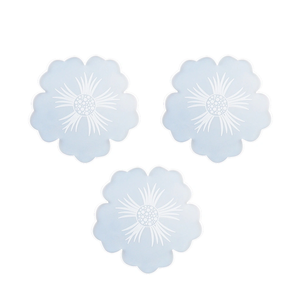 3Pcs Coaster Molds for Resin Casting Flower Epoxy Craft DIY Coaster Making Molds