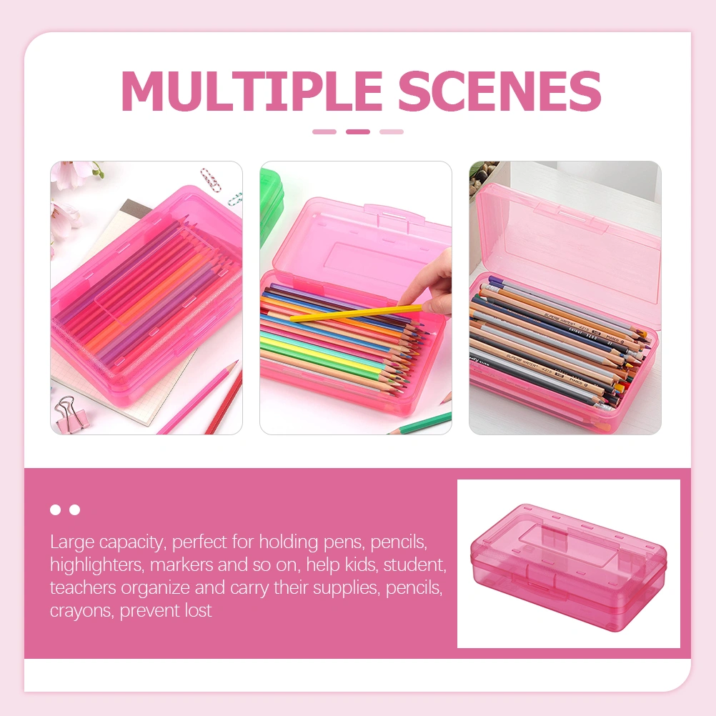Pen Case Pencil Storage Organizer Pencils Container Kids Plastic Stationery Case