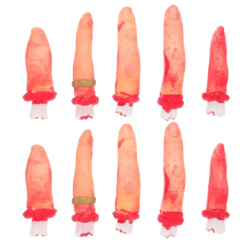 10pcs Halloween Fake Finger Simulation Bloody Finger Prop Haunted House Decor