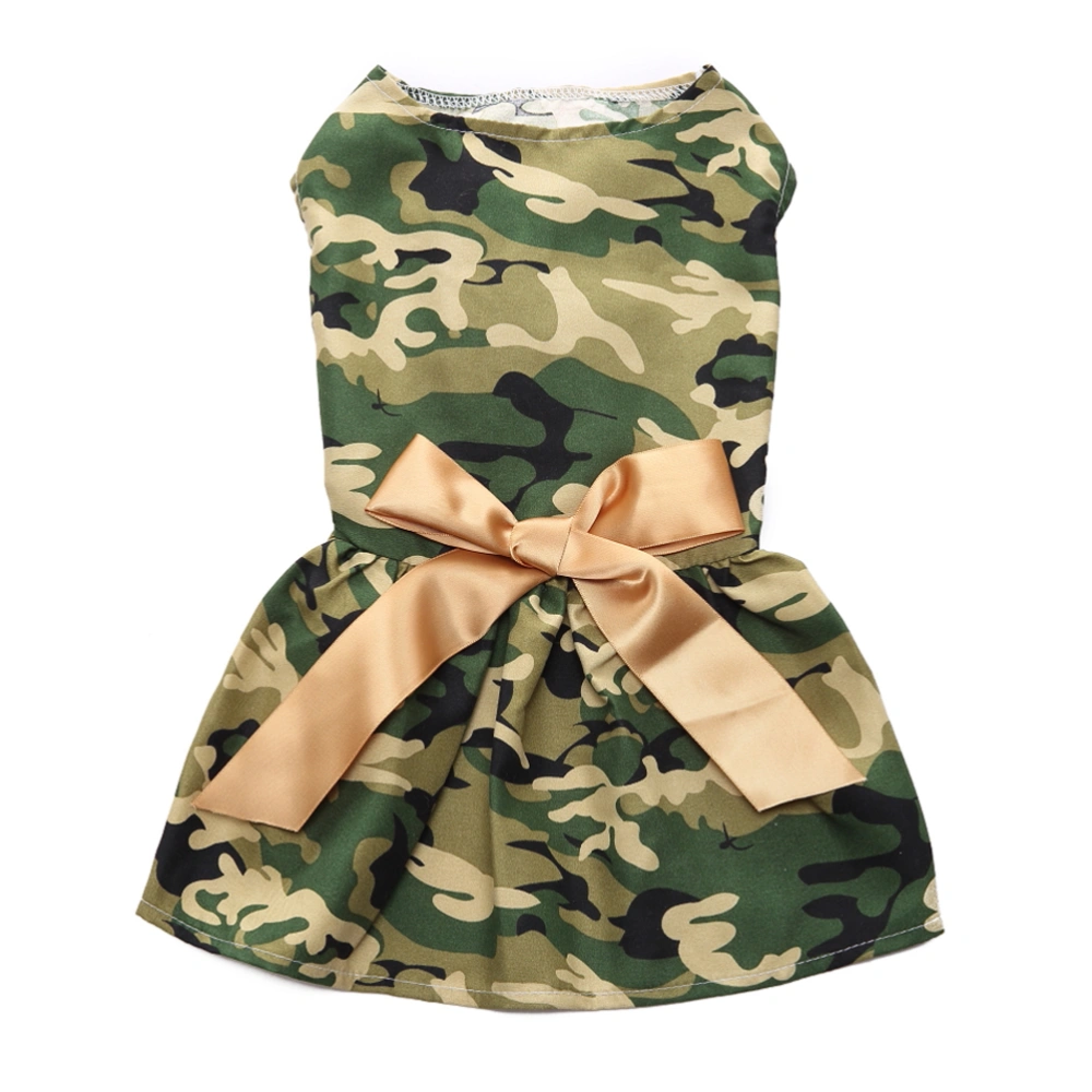 Lovely Summer Pet Dog Dress Dog Costume Pet Clothes Elegant Bowknot Sleeveless Puppy Skirt (L, Camouflage)