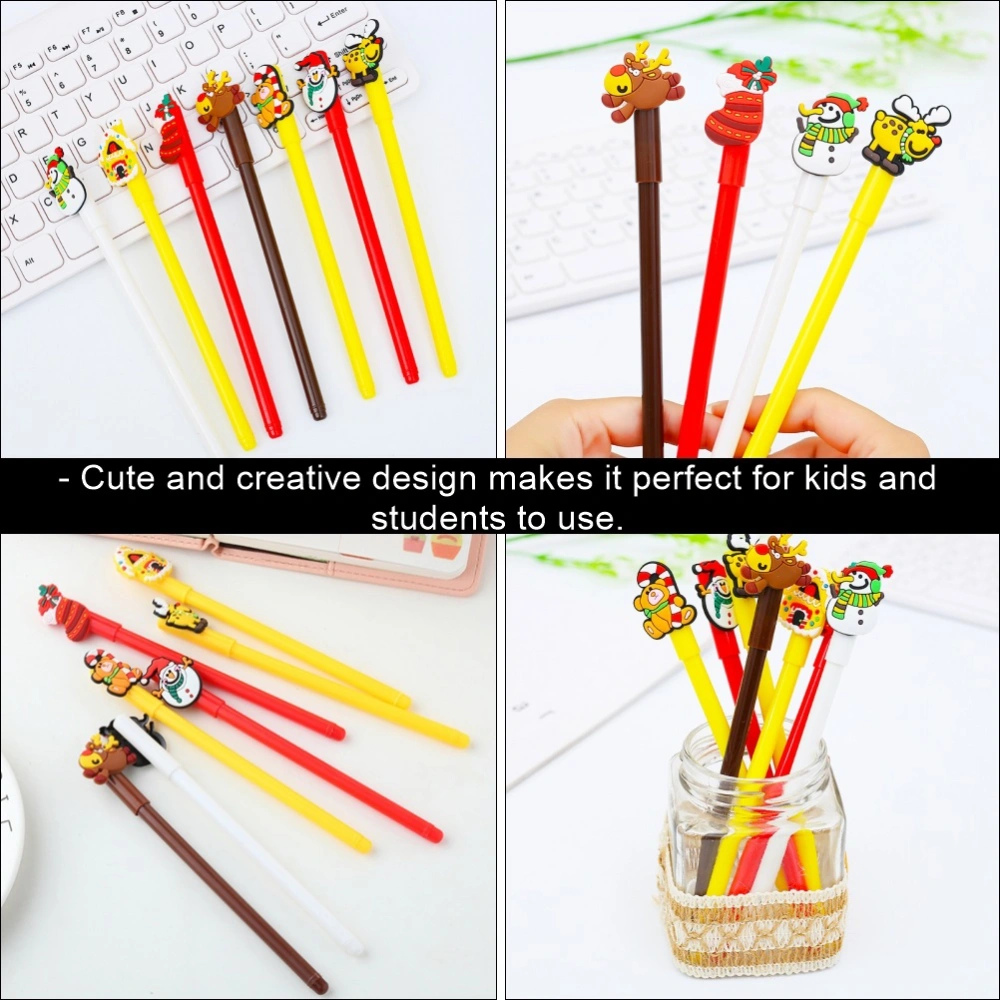 12pcs Creative Neutral Pen Lovely Student Pen  Cartoon Black Pen (As Shown)