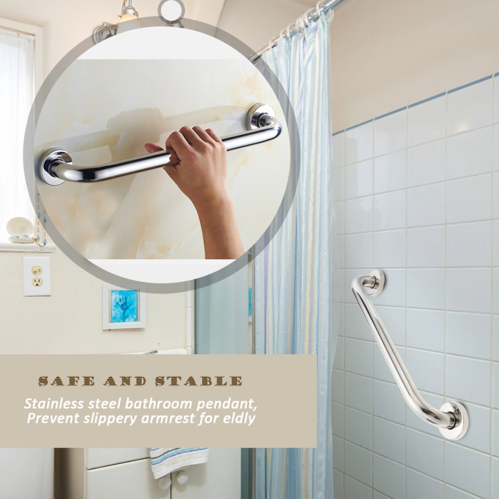 Stainless Steel Shower Bath Grab Bar Wall Grip Handle Towels Rail 400mm