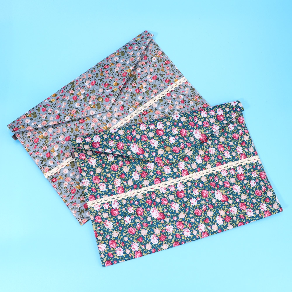 4pcs A4 Size File Document Folder Plush Floral Document Storage Organizer for Office Business Home (Random Style)