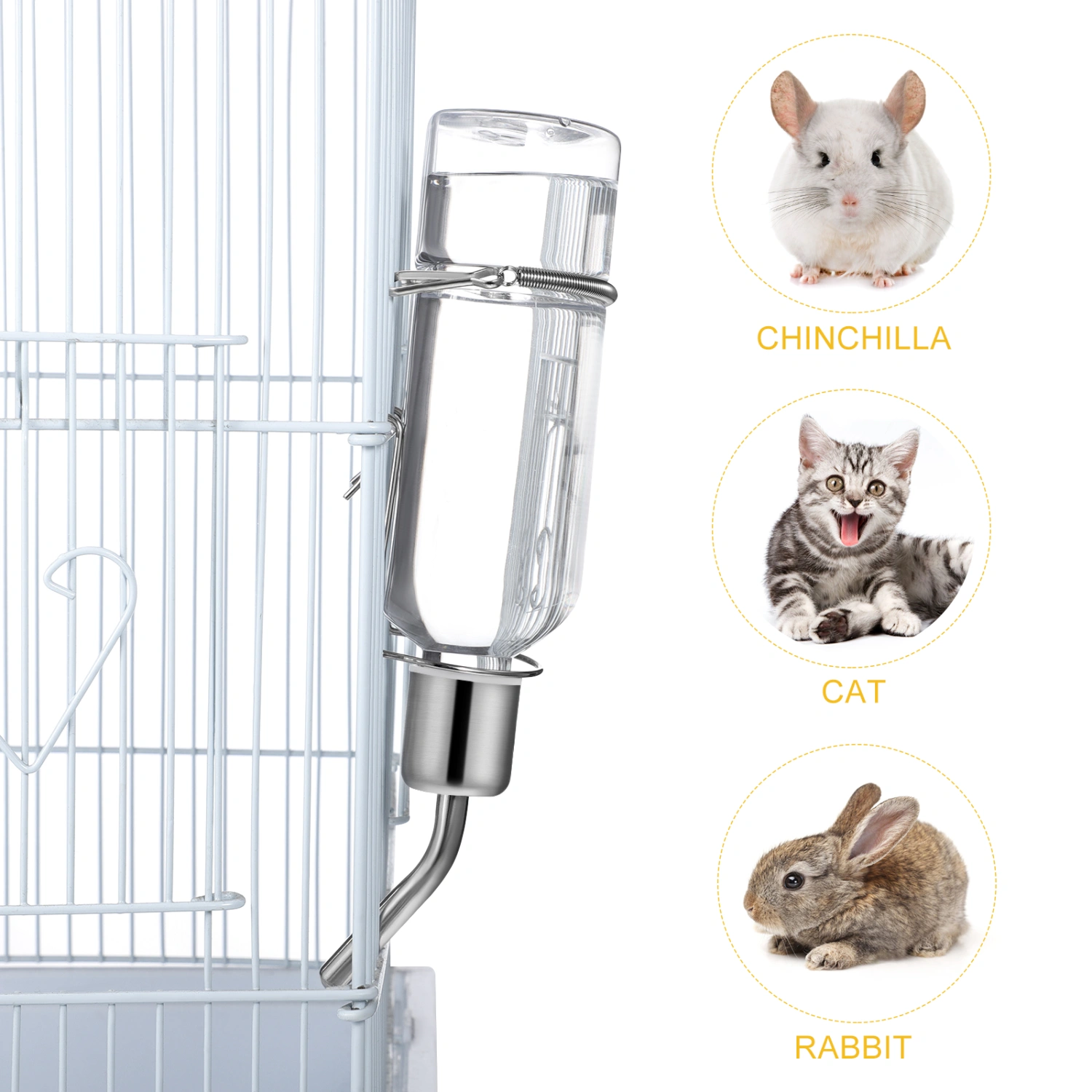 VILLCASE 2PCS Pet Hanging Water Bottles Pet Water Dispensers Feeders for Rabbits Chinchillas Guinea Pigs