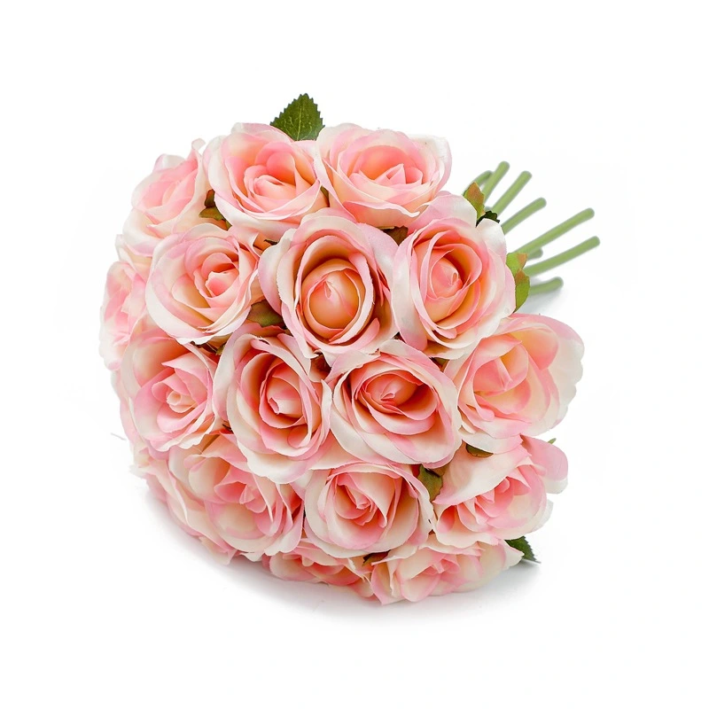 18pcs Fake Flower Bouquet Rose Flower Bouquet Simulated Rose Bunch Faux Rose Ornament