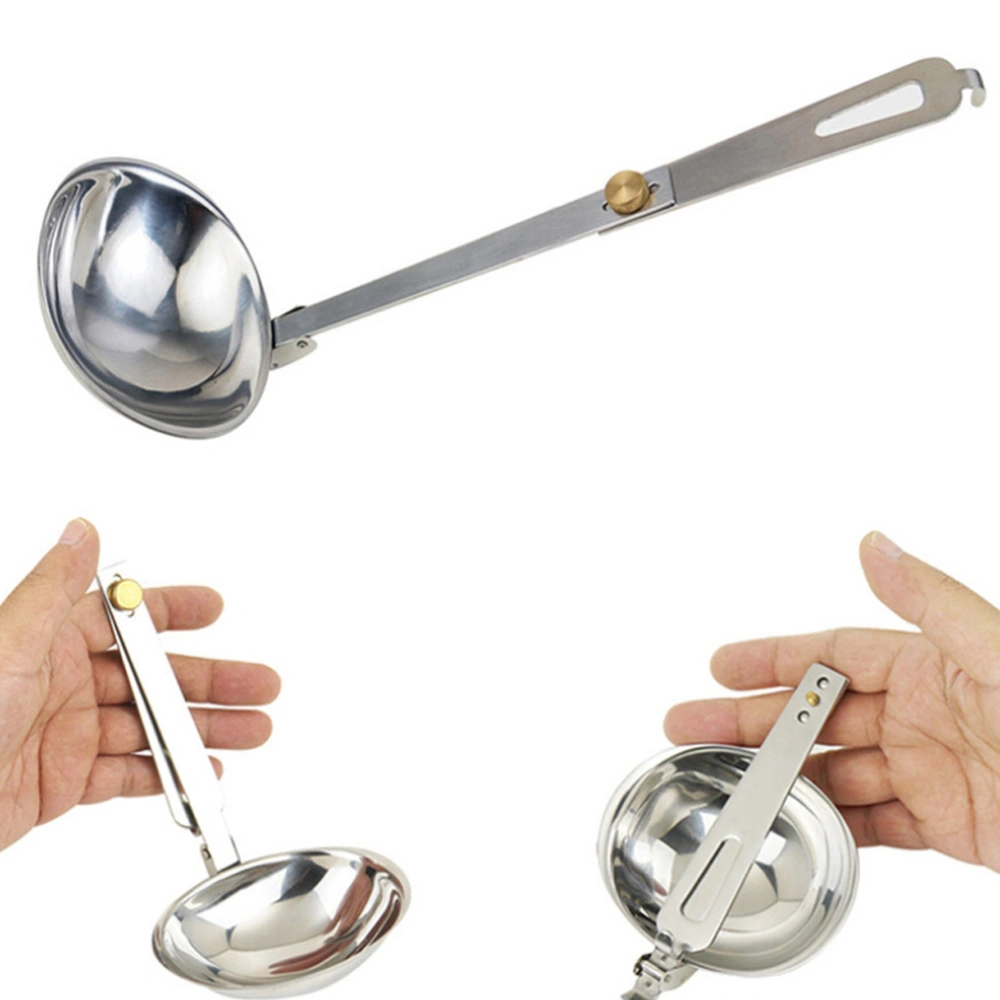 Folding Soup Ladle Stainless Steel Kitchen Utensil Outdoor Cooking Ladle Spoon