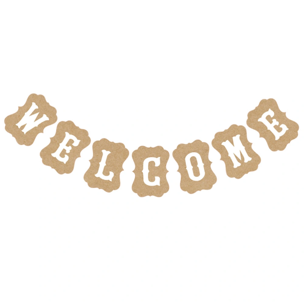 3M WELCOME Banner Wedding Birthday House Home Classroom Decoration Kraft Party Banner (Brown + White)