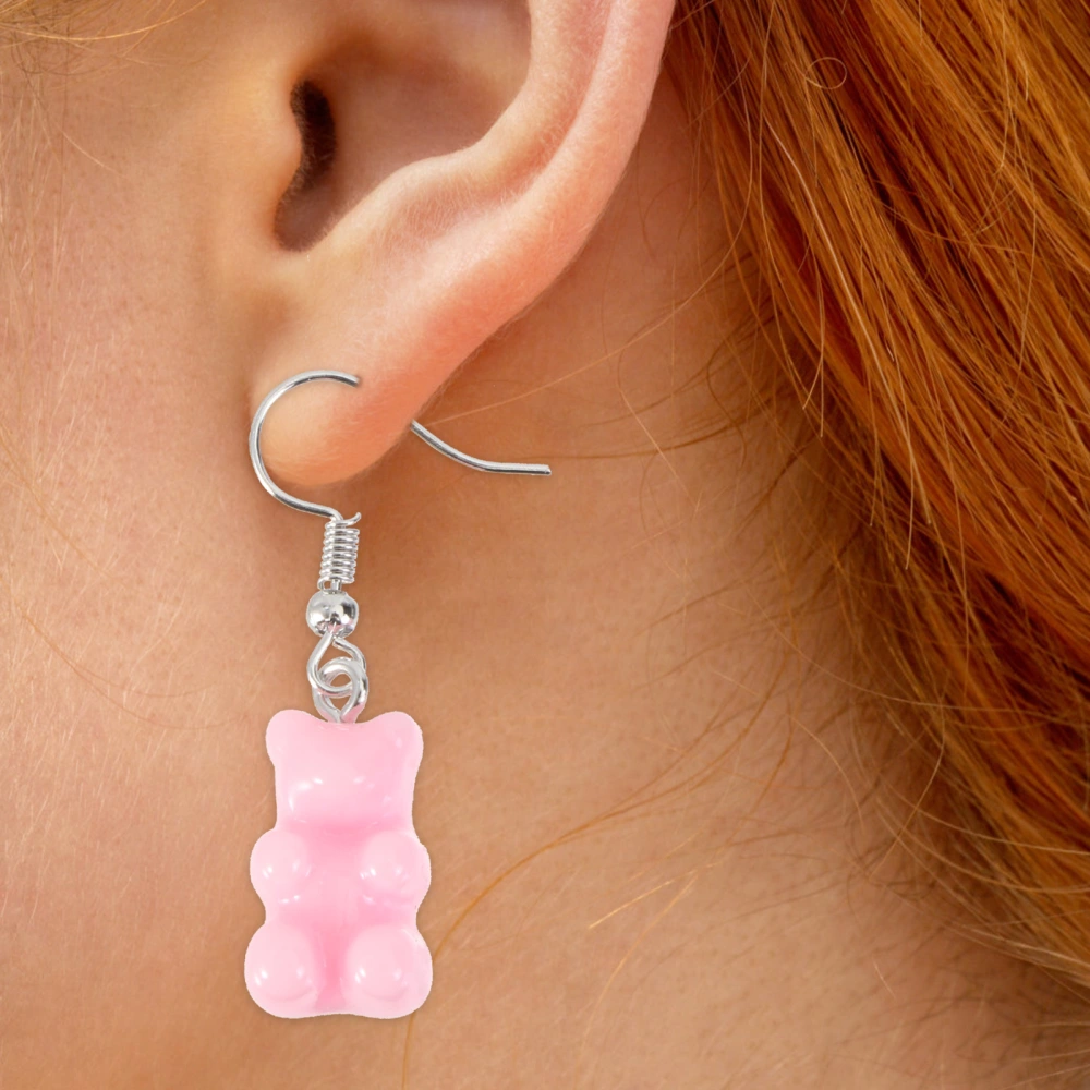 1Pair Retro Cartoon Bear Shaped Earrings Creative Lovely Ear Pendants for Women