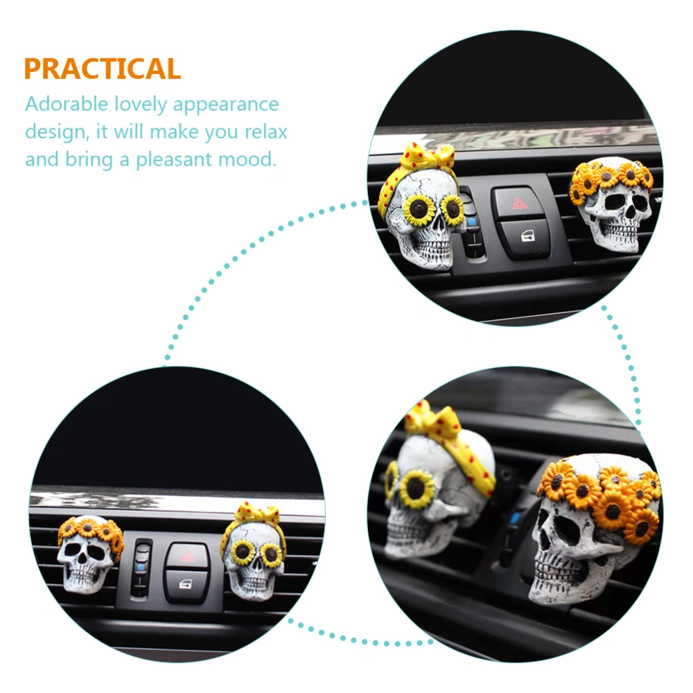 2pcs Creative Skull Car Fragrance Diffuser Cute Car Aromatherapy Vent Clips