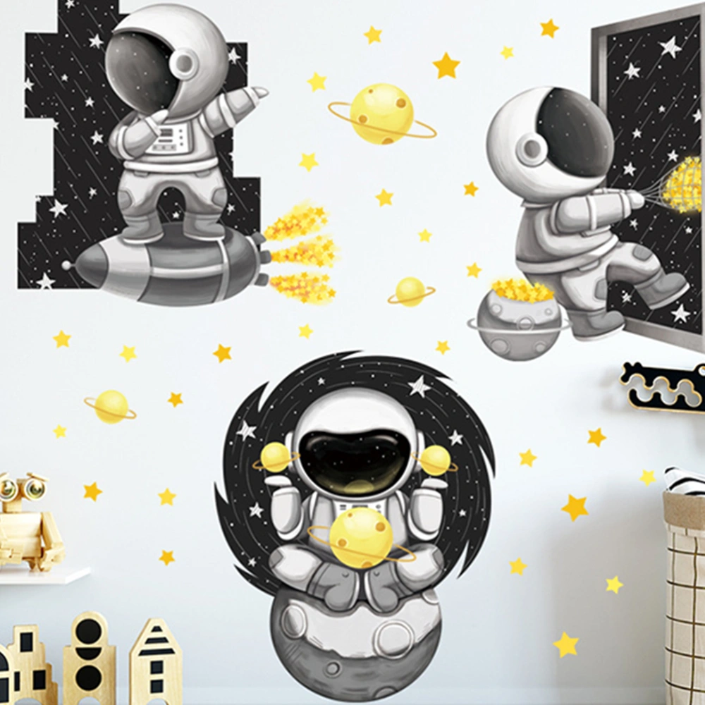 1Pc Cartoon Spaceman Wall Sticker Adorable PVC Wall Decal Home Wall Decoration