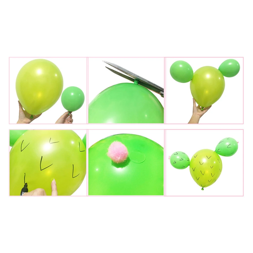 4 Set Cactus Balloons Creative Beautiful DIY Decor Balloon for Birthday Party Gathering (Green, With A Pen)