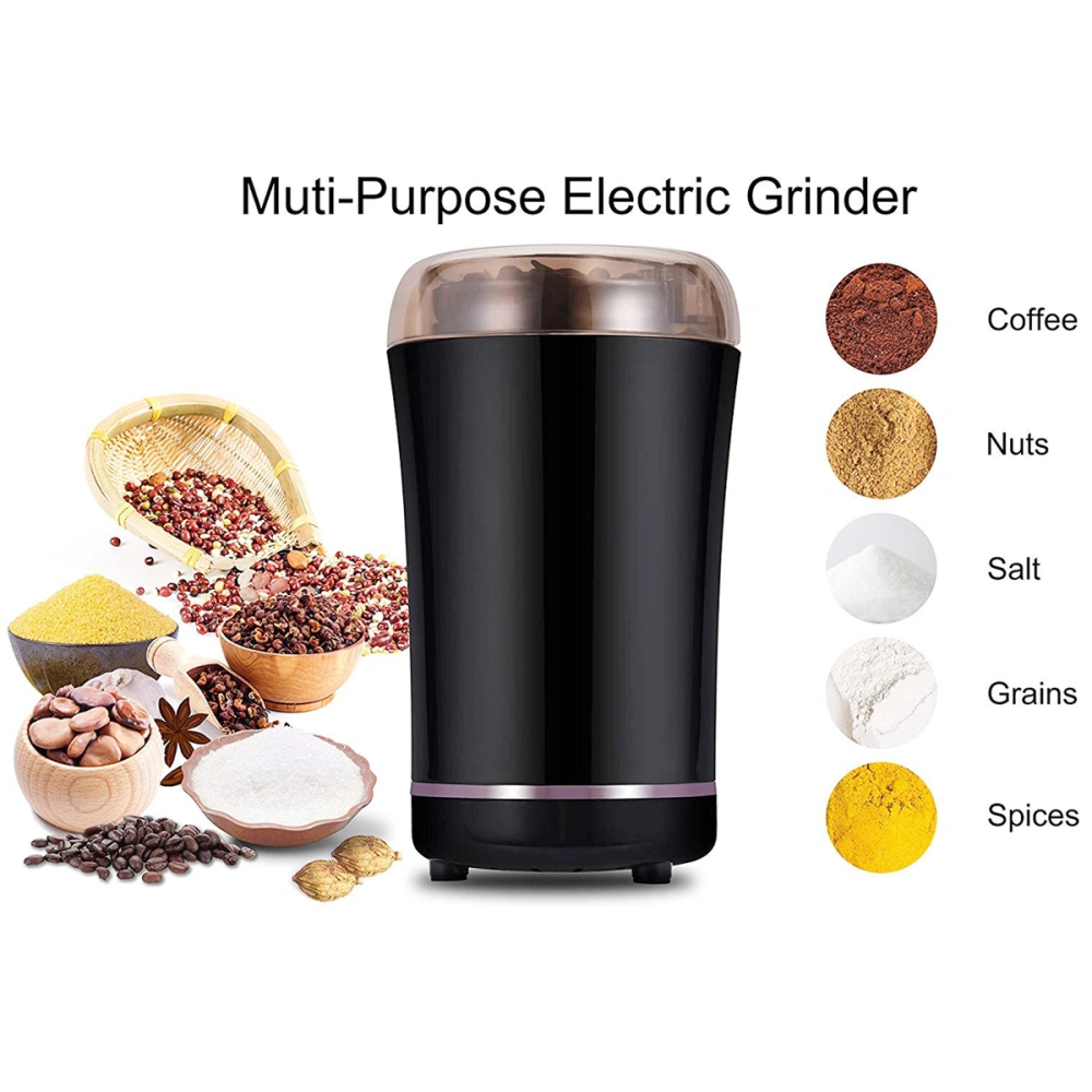 Household Mini Coffee Maker Stainless Steel Coffee Bean Grinder with AU Plug Black