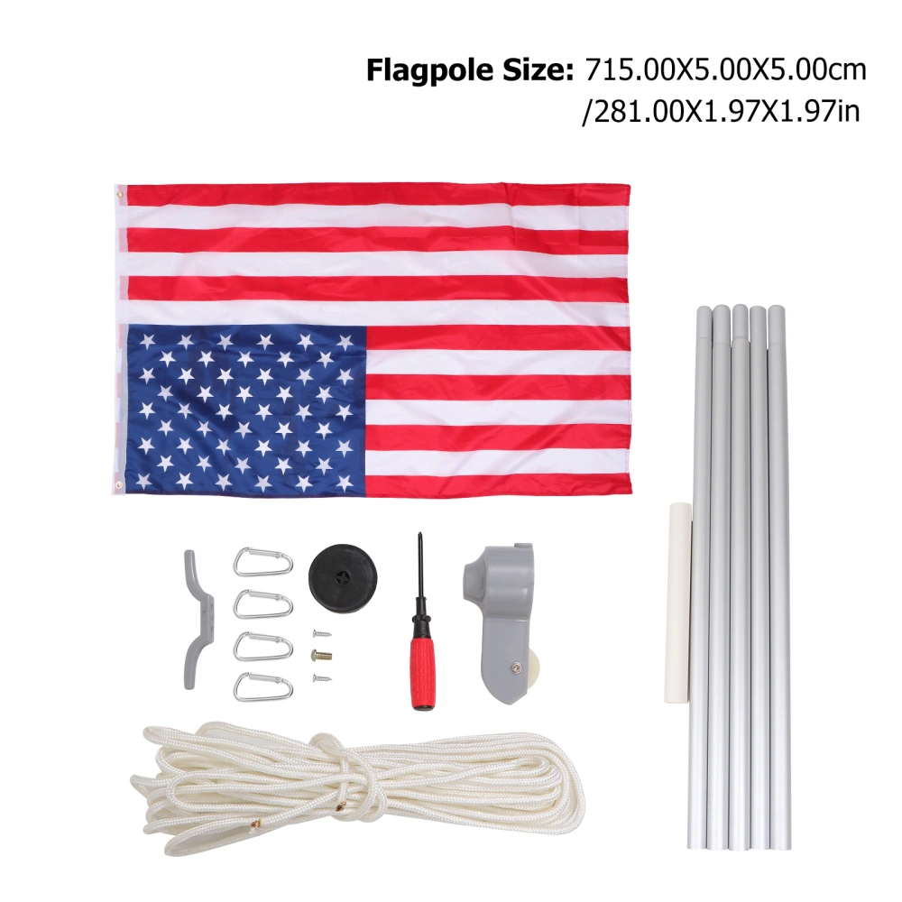 20FT Sectional Flag Pole Kit Extra Thick Heavy Duty Aluminum Flagpole Set