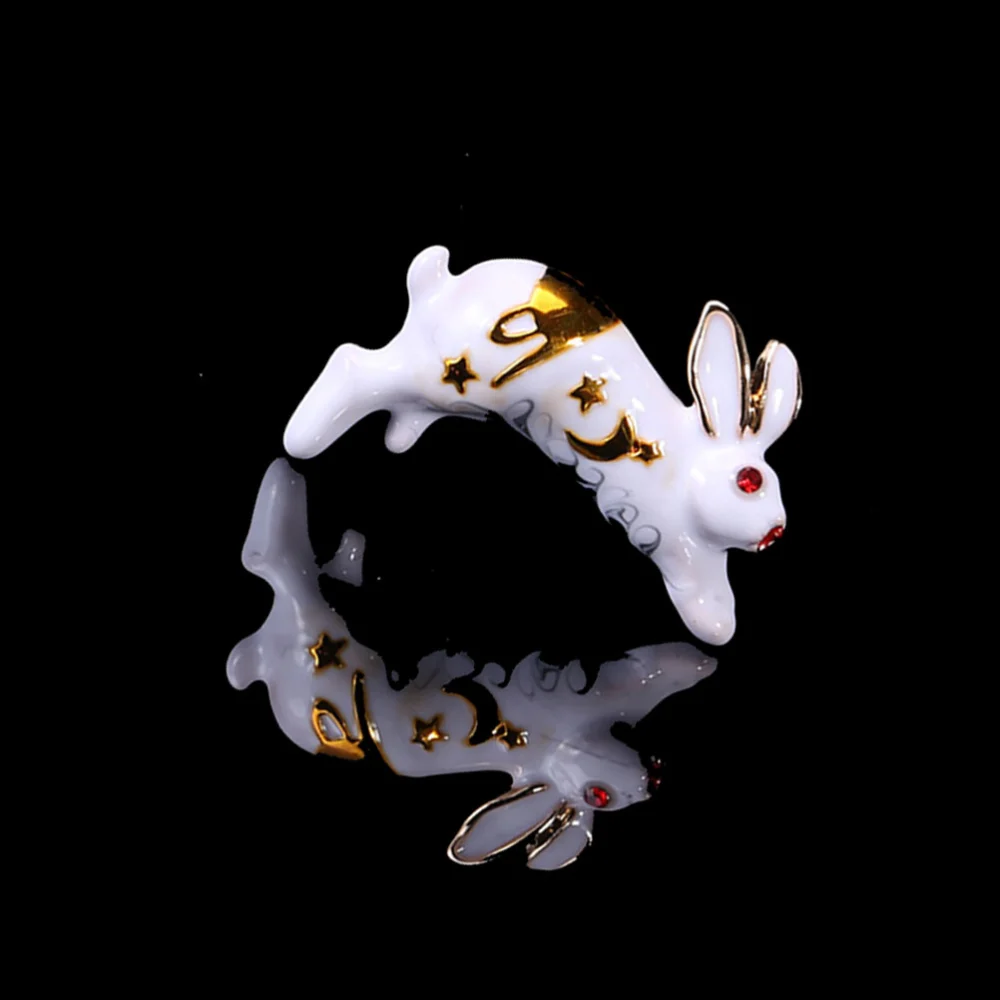 Adorable Rabbit Brooch Cartoon Alloy Clips Women Dress Clothes Decorative Brooch (White)