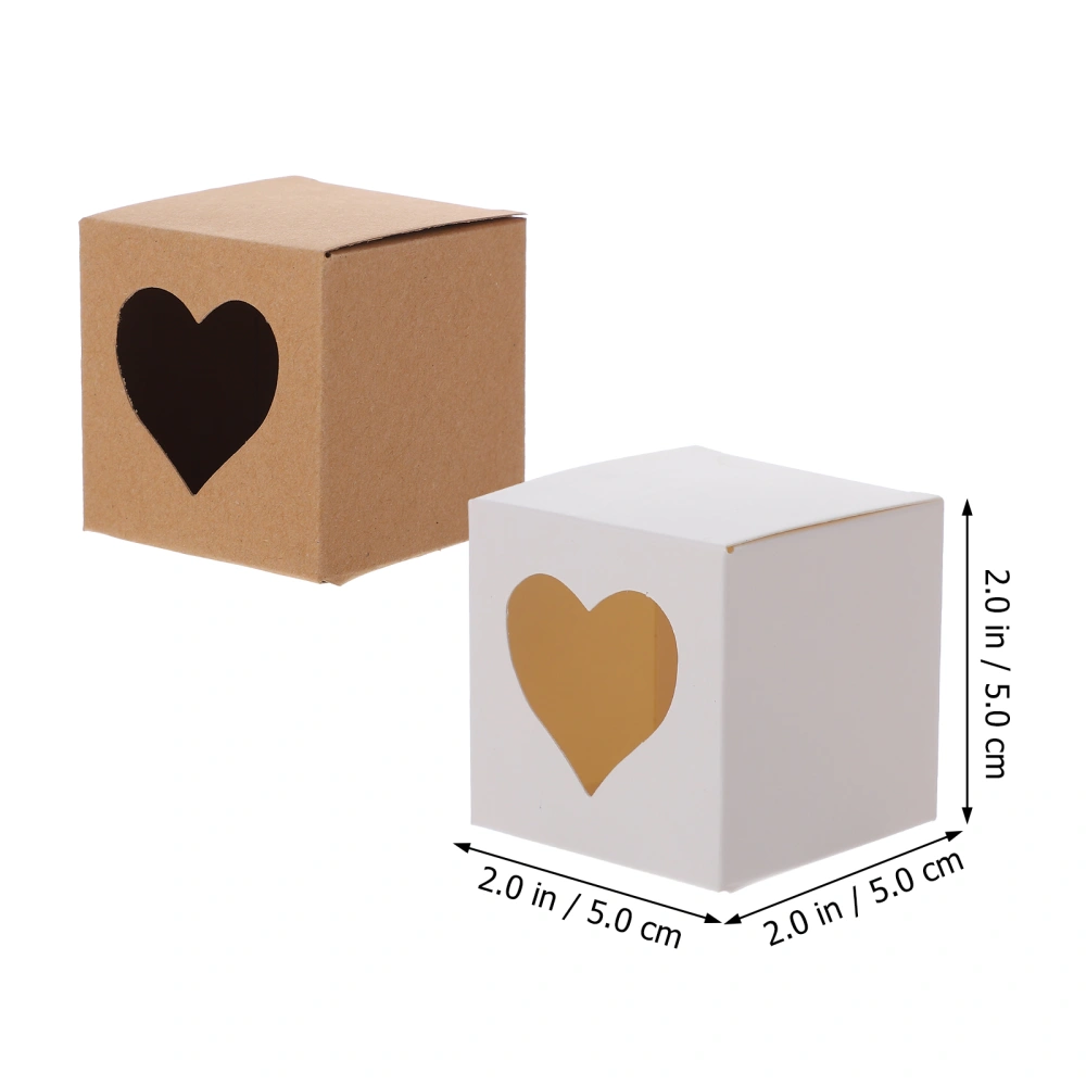 60Pcs Square Kraft Paper Boxes Candy Gift Cake Packing Heart-shaped Boxes