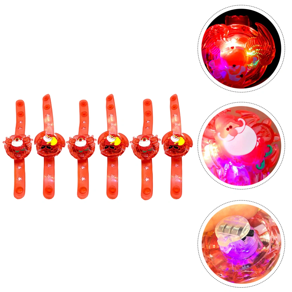 6Pcs Christmas Funny Tops Toys Peg-Tops Toys Luminous Bracelets