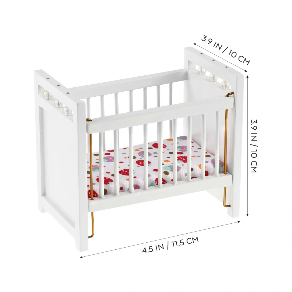 Miniature Baby Crib Mini House Furniture Model DIY Scene Doll Home Furniture Craft Decorative Accessory Toy Ornament