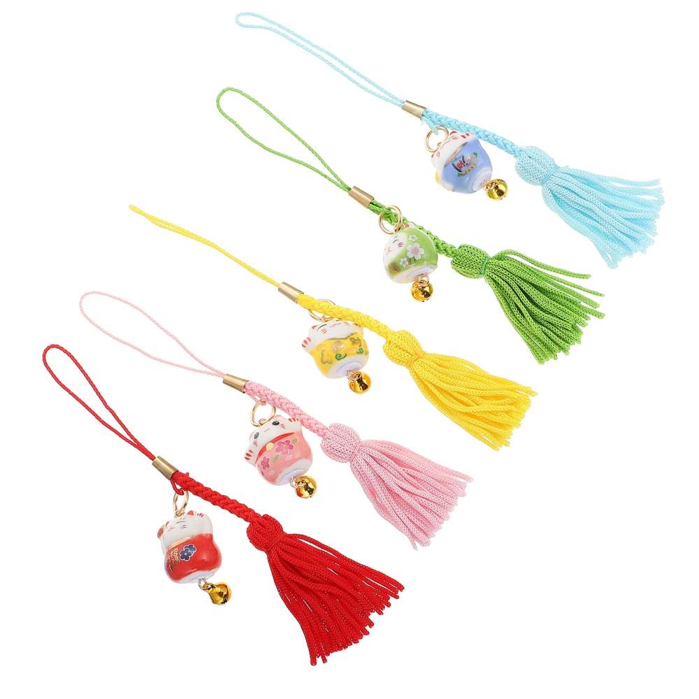 5pcs Luck Cat Hanging Charms Fortune Cat Decorative Key Bag Hanging Decorations