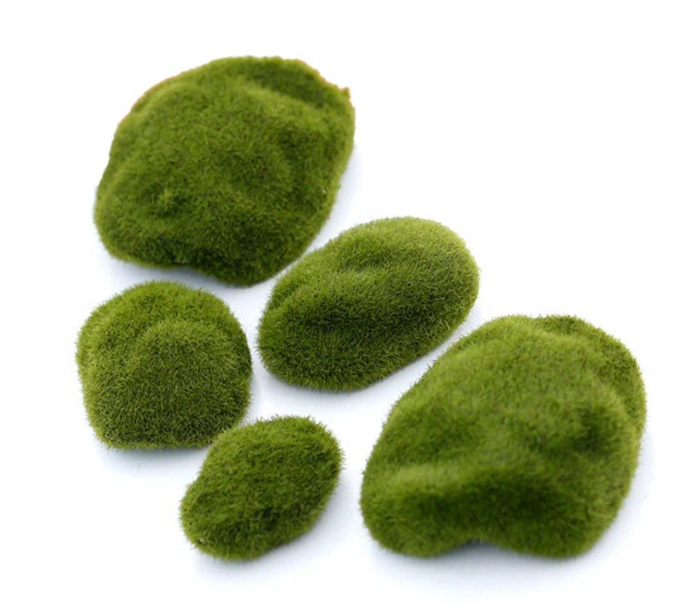 5pcs Artificial Mossy Stone Decoration Outdoor Garden Landscaping Fake Stone Moss Rocks Adorn