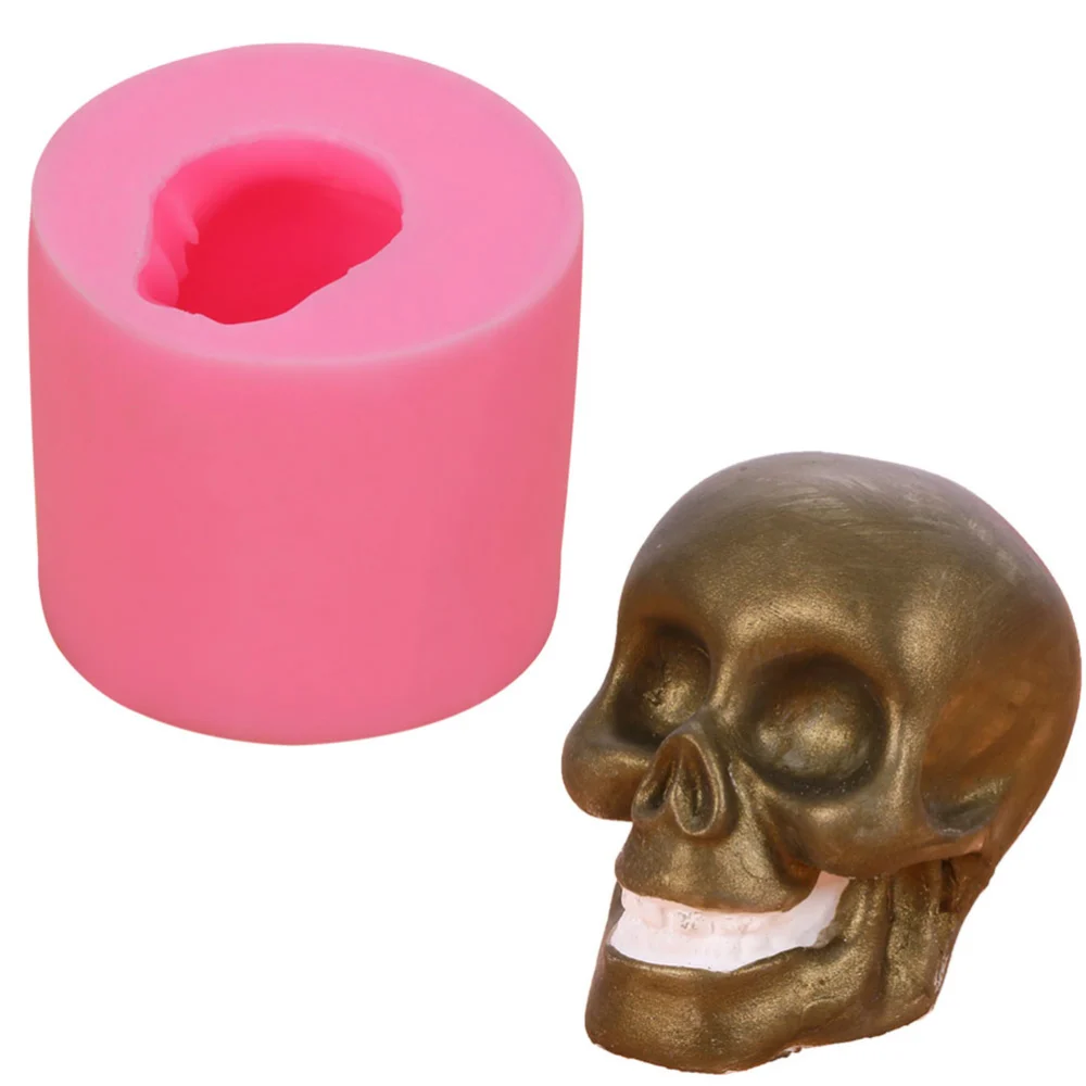 Halloween Skull Silicone Chocolate Mold DIY Cake Mould Kithen Safe Baking Tool (Pink)