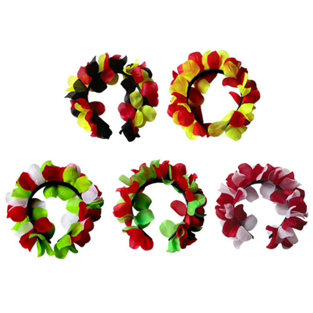 5pcs Flower Hair Hoops Hawaii Beach Holiday Decorative Headdress Hair Hoops for Woman (Mixed Colors)