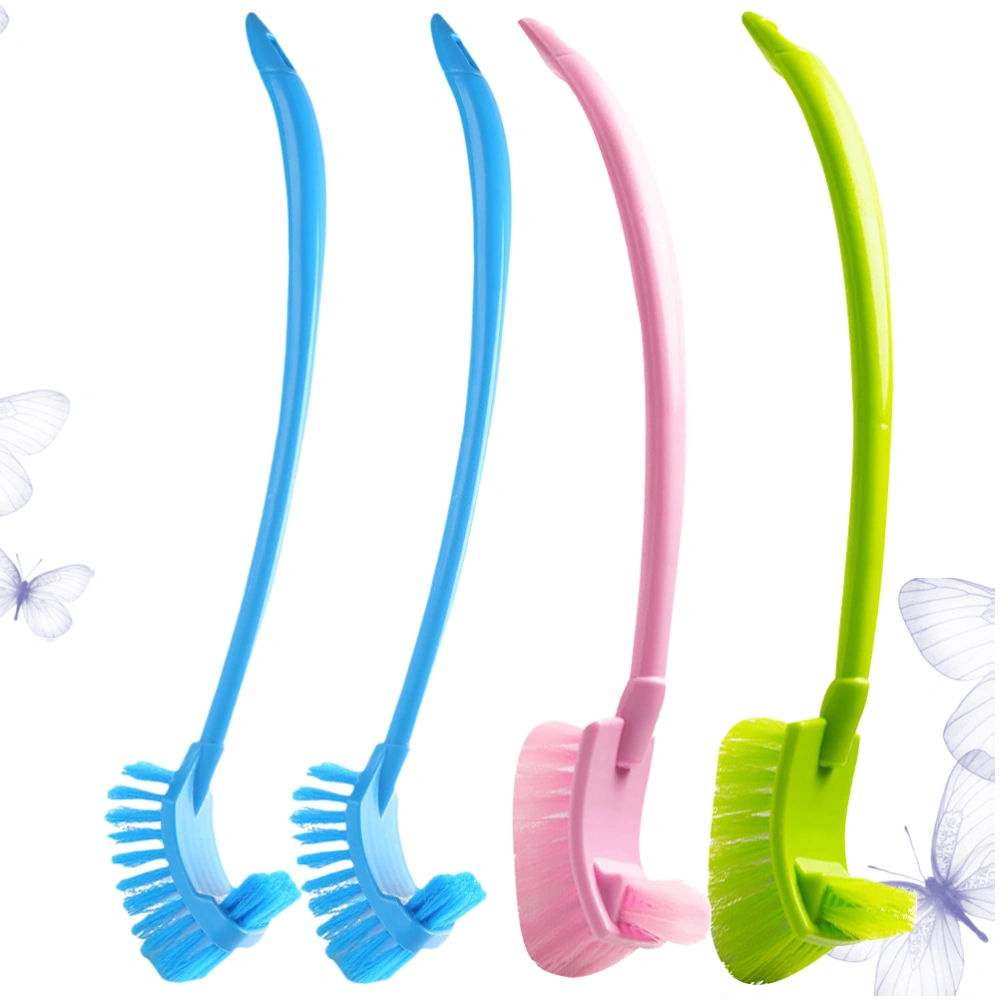 4pcs Long Handle Toilet Brush Toilet Urinal Brush Home Bathroom Hotel Cleaning Accessories for Home Bathroom (Blue + Pink + Green)