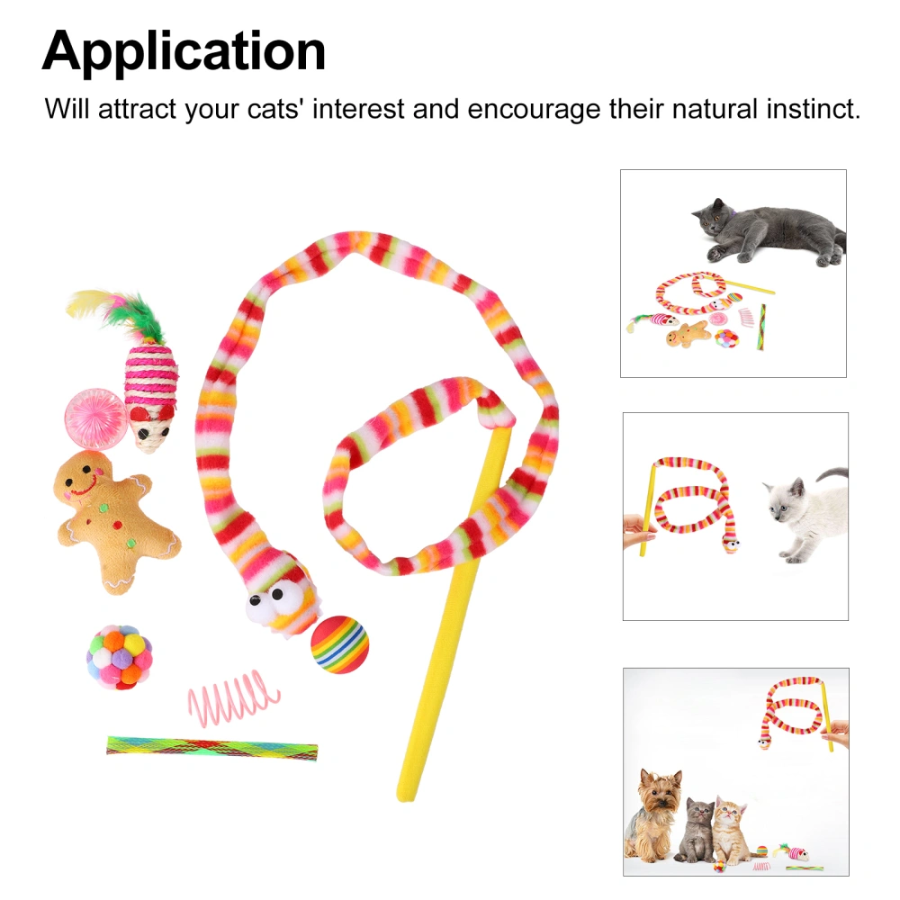 8PCS/Set Christmas Cat Stocking Cat Teasing Toy Set Cat Stocking Assorted Toys