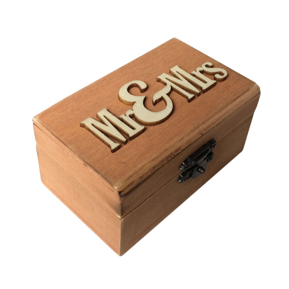 Wooden Mr & Mrs Ring Box Rustic Engagement Wedding Ring Bearer Triangle Box Holder